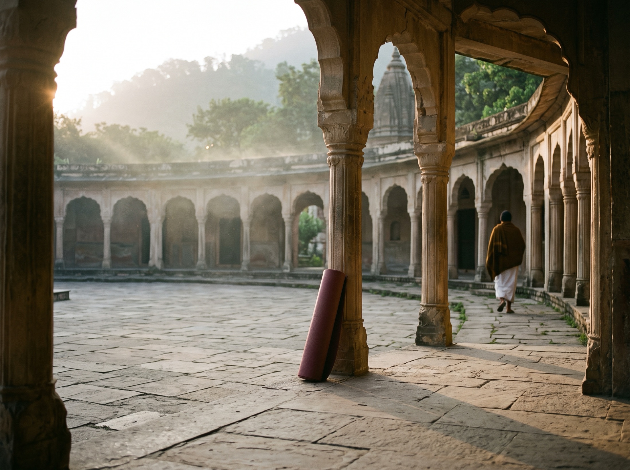 An ashram courtyard at dawn in northern India